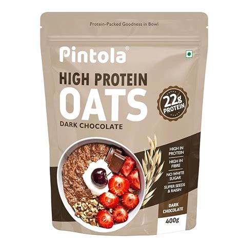 PINTOLA 22g High Protein Oats 400g, Dark Chocolate,No Refined Sugar ...