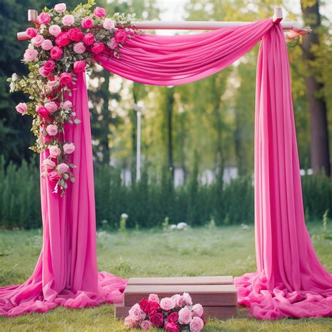 Wedding Arch Draping Fabric,2 Panels 18FT Hot Pink Sheer Chiffon ...