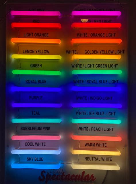 Image result for LED Neon Color Chart