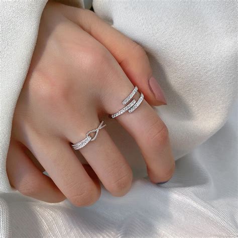 White Zircon Paved Infinity Adjustable Silver Ring – Mystic Flavia