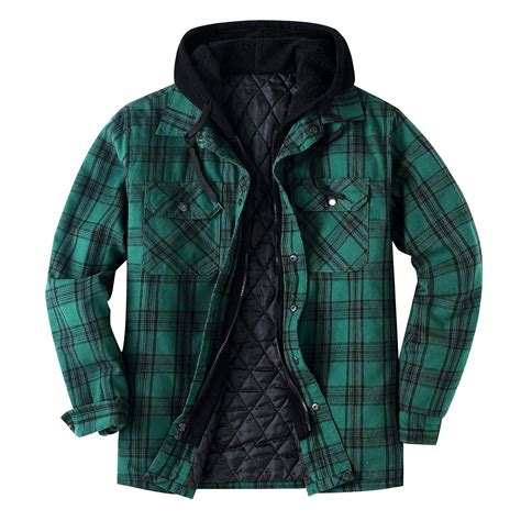 cllios Men's Quilted Lined Flannel Shirt Jacket Big&Tall Long Sleeve ...