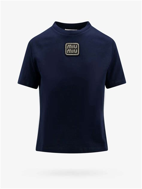 Miu Miu T Shirt Blue Womens Miu Miu