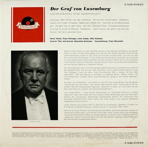 Franz Marszalek. Grosses Operetten-Orchester. Lehar. Der Graf von ...