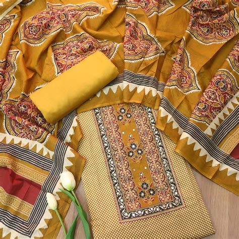 Jhilmil Dijon Yellow Floral Patch Print with Patra and Knot Work Jam C ...