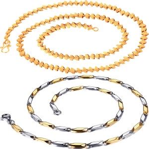 Thrillz Stylish Modern Golden Neck Chain Combos Pack of 2 Brass ...
