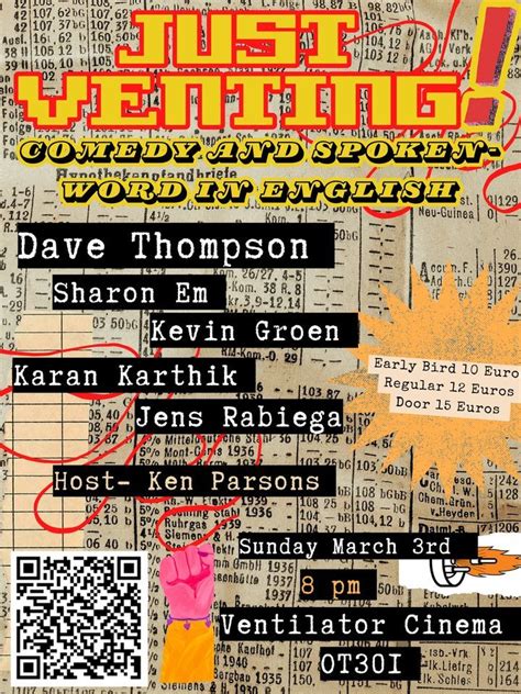 Just Venting! Comedy and Spoken Word in English, OT301, Amsterdam ...