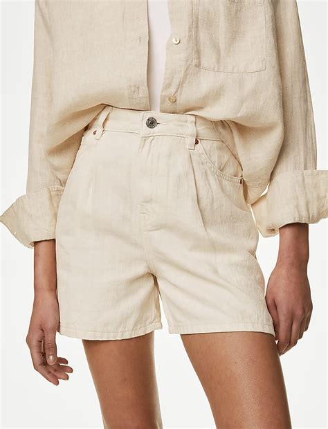 Buy Denim Pleat Front Shorts at Marks & Spencer