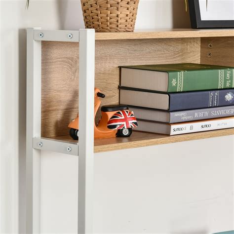 Buy HomCom Metal Framed L-Shaped Computer Desk with Hutch and Storage ...