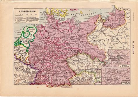 Buy Ancient French, Germany, Map, Saved Plate of a French Book ...