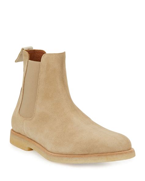 Common Projects Men's Calf Suede Chelsea Boot, Tan | Neiman Marcus