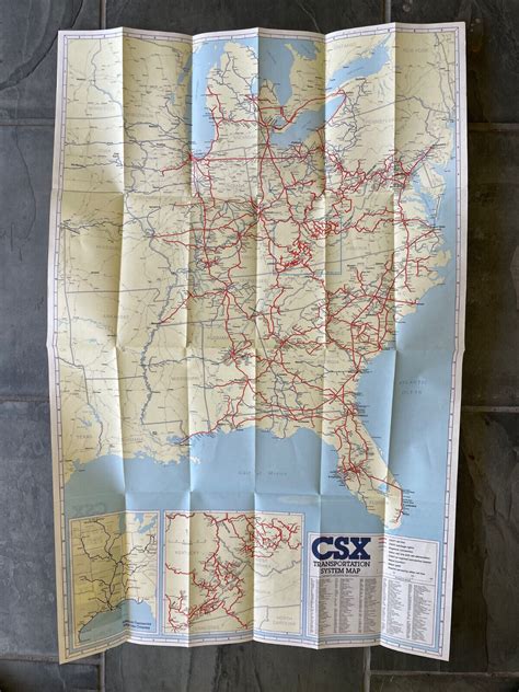 1995 CSX Railroad System Map Train Transportation 90s Vintage Rail Line ...