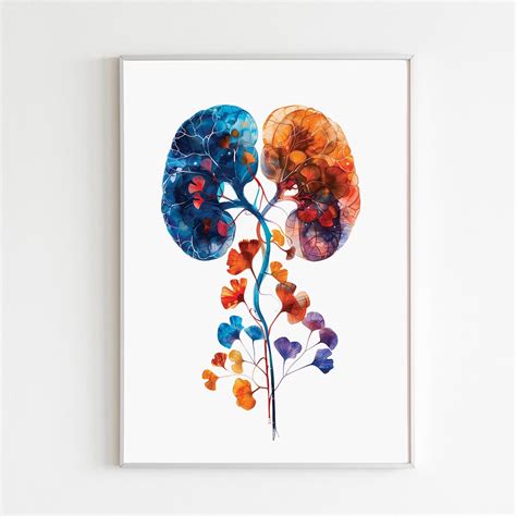Buy Kidney Anatomy Art Print Urologist Office Decor Floral Kidney Art ...