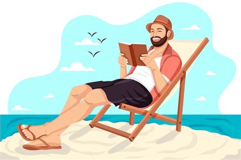 Zomer handgetekende platte leesboeken illustratie | Gratis Vector