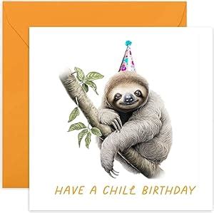 Old English Co. Funny Birthday Card for Him or Her - Chilled Sloth ...
