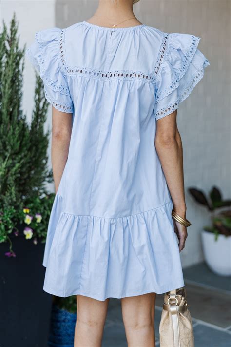 On A Walk Baby Blue Eyelet Dress – Shop the Mint