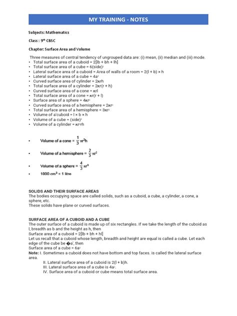 Image result for Surface Area Notes