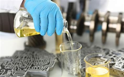 Male hands in protective gloves hold test tube | Premium Photo