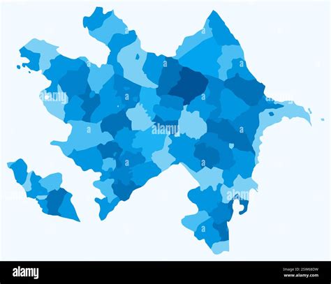Map of Azerbaijan with regions. Just a simple country border map with region division in a light ...