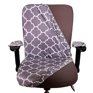 ELEGANTA Polyester Blend Lycra Printed Office Chair Cover with Armrest ...