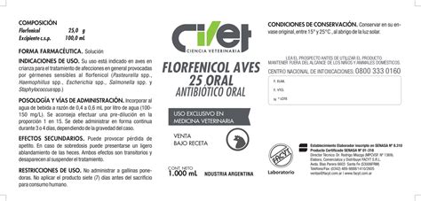 Florfenicol Aves 25 Oral - CIVET