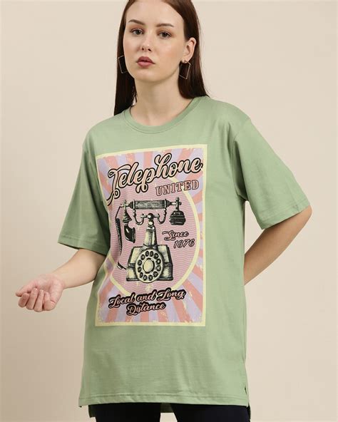 Buy Women's Green Graphic Oversized T-Shirt Online at Bewakoof