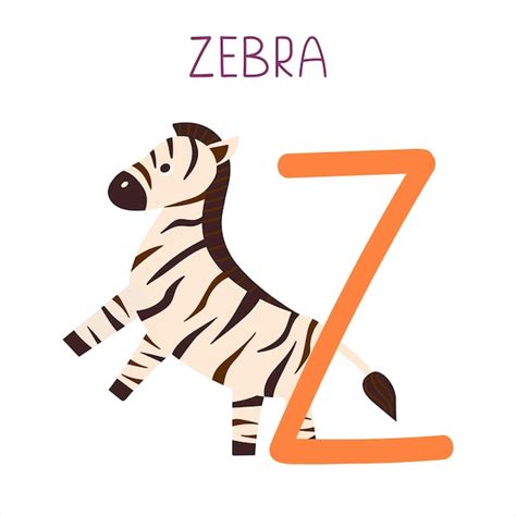 Capital letter z of english childish alphabet with zebra cute kids font ...