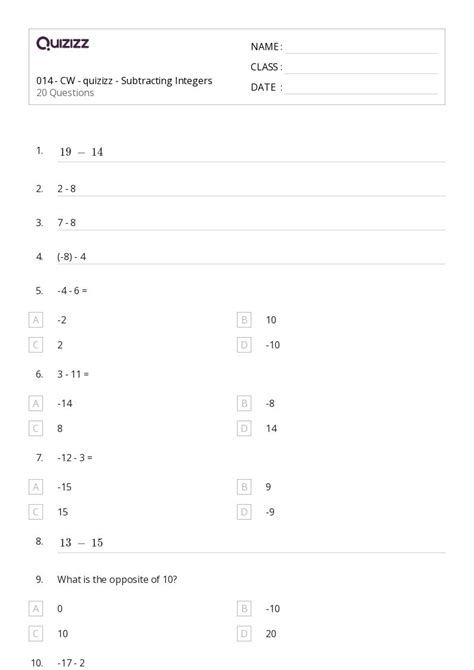 50+ Absolute Value worksheets for 4th Class on Quizizz | Free & Printable