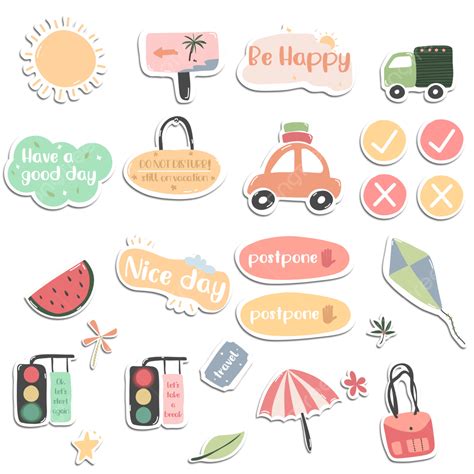 Diary Sticker Set, Sticker Set, Cute Stickers, Diary Sticker PNG Transparent Clipart Image and ...
