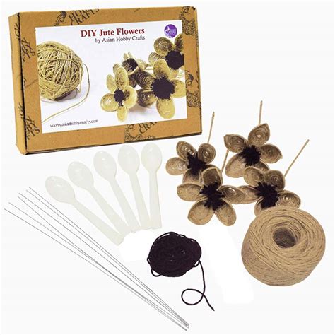 Asian Hobby Crafts DIY Jute Flower Making Kit – Make 5 Beautiful Jute ...