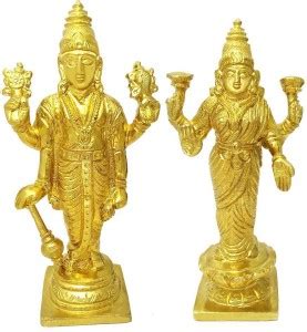 Om Pooja Shop Panchdhatu Lakshmi Vishnu Sculpture in Standing Pose ...