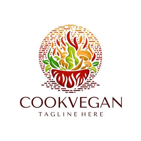Premium Vector | Modern fire vegan food logo design template. flame ...