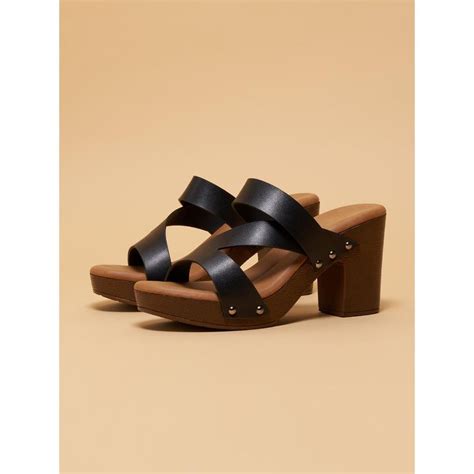 Buy Eridani Black Savia Solid Strappy Heels Online