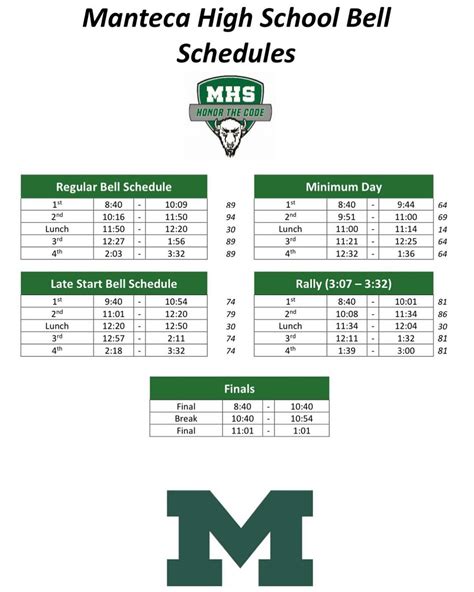 2024 - 2025 Bell Schedule 💚🦬🤍 - Manteca High School | Facebook