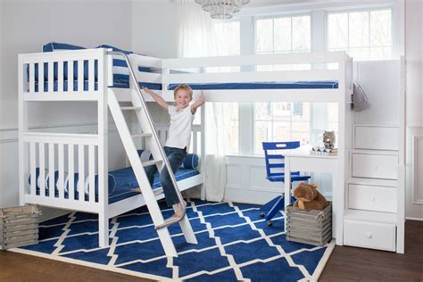 Corner Bunk Beds With Stairs - Quad NS High Corner Bunk by Maxtrix Kids ...