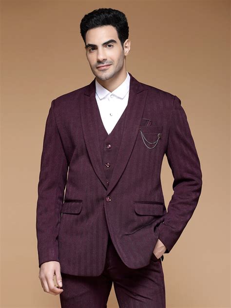 Rent Maroon Stripes Vertical Suit | Luxe & Stylish Menswear