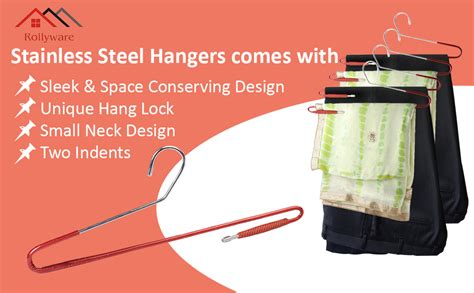 ROLLYWARE Stainless Steel Saree Hanger with Lower Band Lock (Red and ...