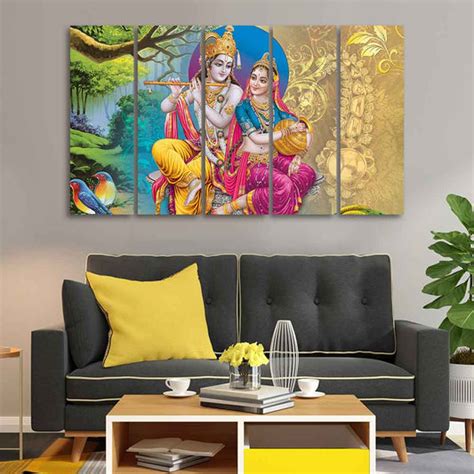 Beautiful Wall Painting of Lord Radha Krishna Set of Five Pieces – Homcraft