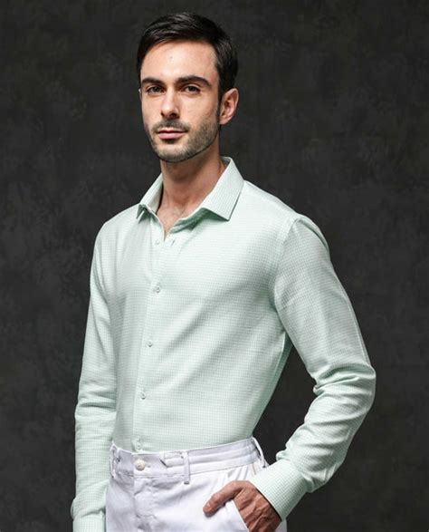 Rare Rabbit Men's Kinate Pastel Green Cotton Checked Print Regular Fit