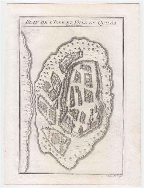 Kilwa Kisiwan Map Plan Antique Print Tanzania 1748 Bellin