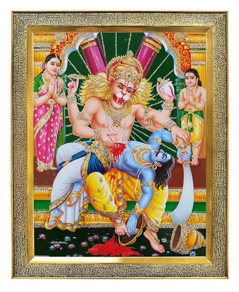 Koshtak Narasimha Avatar With Prahlad Photo Frame For Wall Hanging/Gift ...