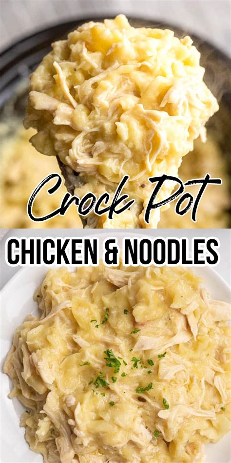CROCK POT CHICKEN AND NOODLES | Chicken crockpot recipes easy, Chicken ...