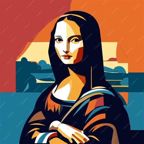 Premium Vector | Portrait of a modern mona lisa vector illustration flat 2
