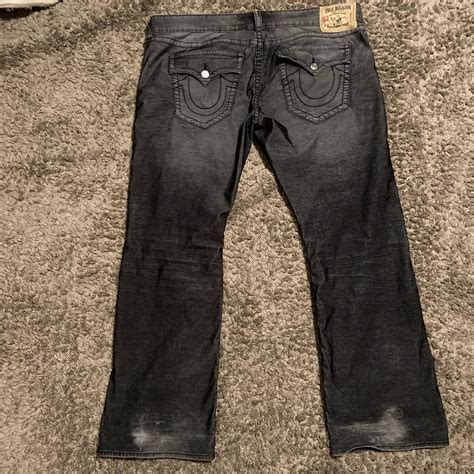 Baggy black true religion jeans made of corduroy... - Depop
