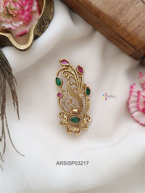 Flower Design Stone Saree Pin – Arshis