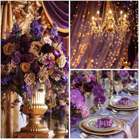 Purple and gold wedding decor ideas | Beachweddingtips.com
