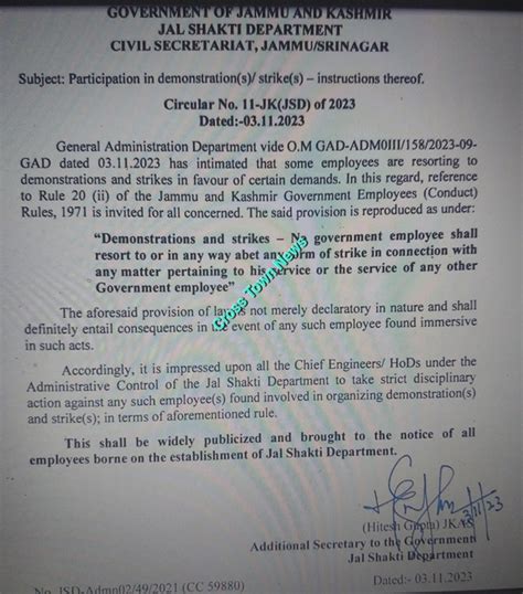 ACS J&K directs Officers to take strict action against Employees ...