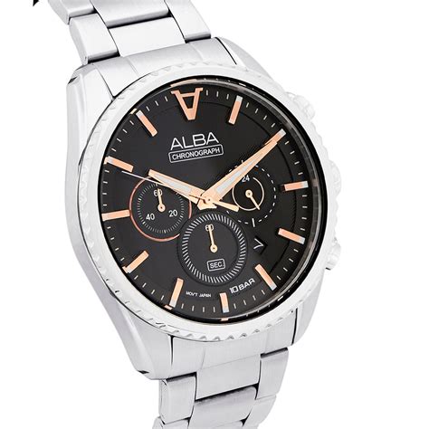 AT3H81X1 Jet Black Dial Chronograph Watch – ALBA WATCHES INDIA