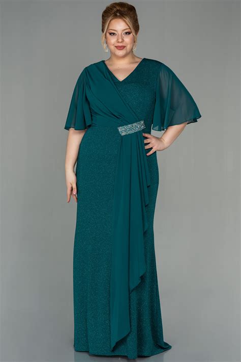 Long Emerald Green Plus Size Evening Dress ABU2797 | Abiyefon.com