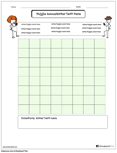 Stick People Based Crossword Grid Game Worksheet