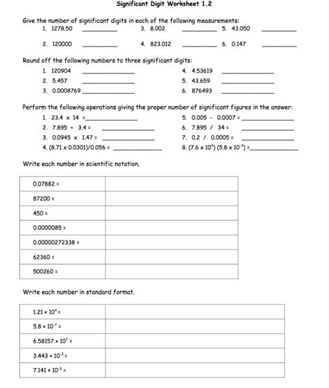 Image result for Significant Digit Practice Worksheet